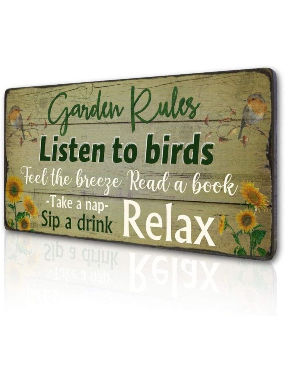 Vintage Garden Rules Sign | 16"x8" Wooden Hanging Decor for Outdoor Spaces